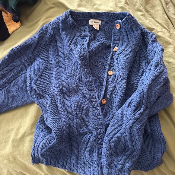 L.L. Bean Sweaters - L.L. Bean Women's Blue Button-Up Cardigan